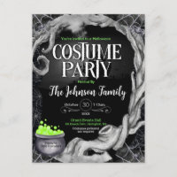 Invitation de la soirée costumée d'Halloween noir