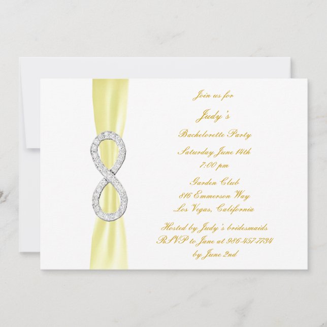 Invitation de la soirée de bachelorette à l'infini (Devant)
