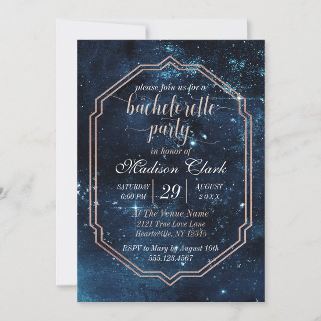 Invitation de la soirée de bachelorette céleste St (Devant)