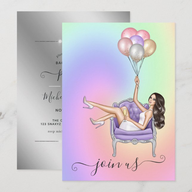 Invitation de la soirée de bachelorette fashionist (Devant / Derrière)