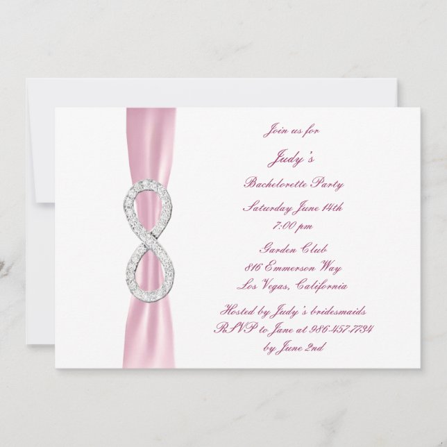 Invitation de la soirée de bachelorette rose infin (Devant)