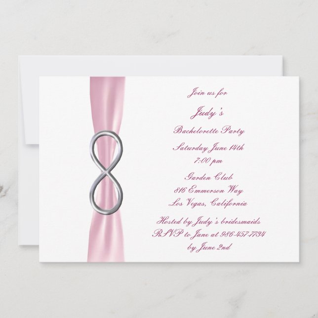 Invitation de la soirée de bachelorette rose infin (Devant)