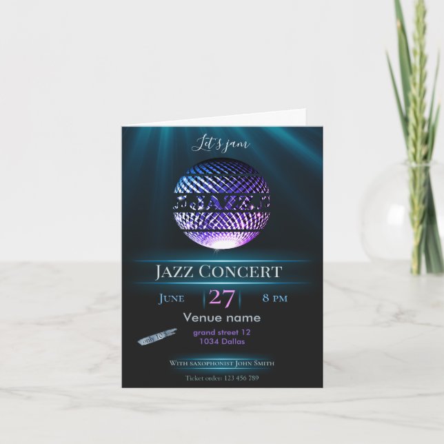 Invitation de la soirée de concerts de jazz (Devant)