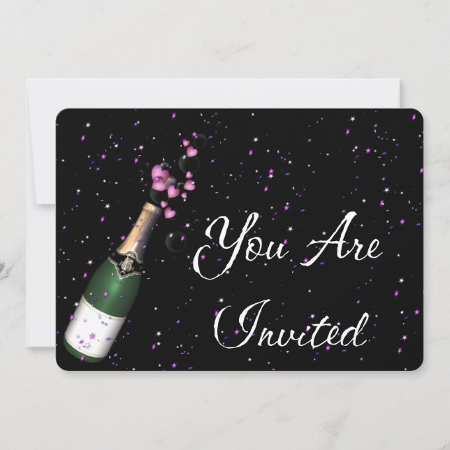 Invitation de la Soirée du Nouvel An Champagne Bot (Devant)