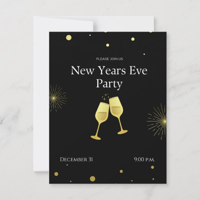Invitation de la Soirée du Nouvel An personnalisée (Devant)