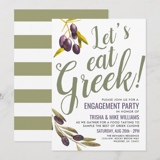 Invitation de la soirée grecque de dégustation de  (Devant / Derrière)