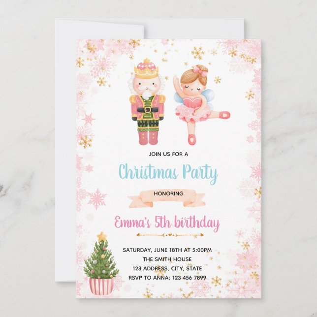 Invitation de la soirée Nutcracker rose (Devant)