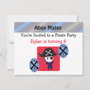 Invitation de la soirée Pirate mignonne