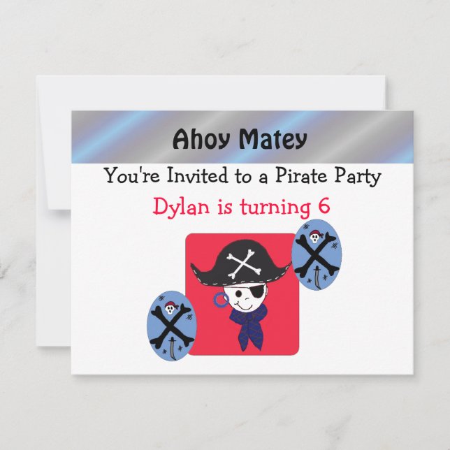 Invitation de la soirée Pirate mignonne (Devant)