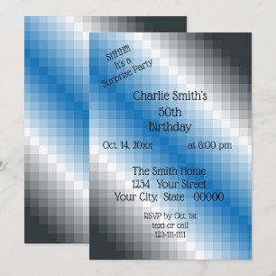 Invitation de la soirée Pixel gris bleu