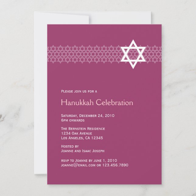 Invitation de la Soirée Star Hanoukka (Devant)