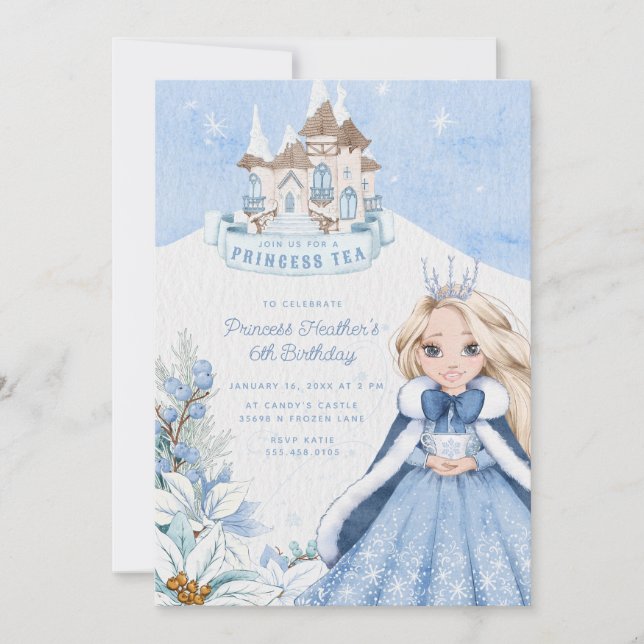 Invitation de la soirée thé princesse hivernale ne (Devant)