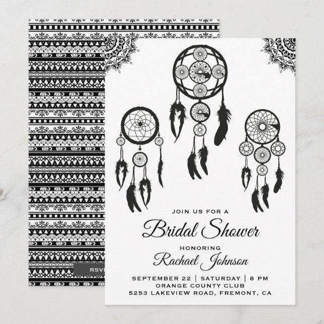 Invitation de la tribale Boho Dream Catcher (Devant / Derrière)