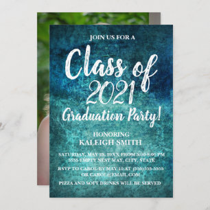 Invitation de la turquoise Navy Blue White Graduat