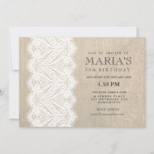 Invitation de la White Lace & Burlap
