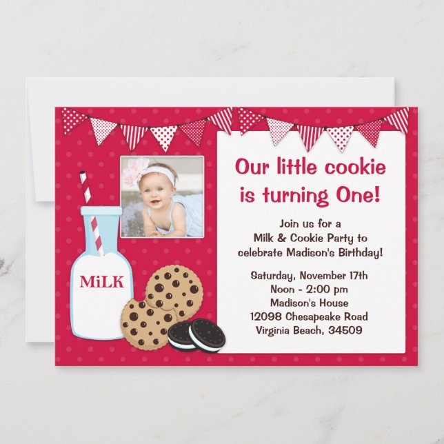 Invitation de lait et de fête d'anniversaire de (Devant)