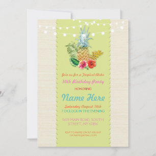 Invitation de l'Aloha Birthday Party Luau Aloha Pi