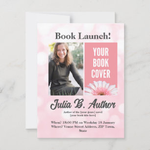 Invitation de lancement de livre d'auteur rose