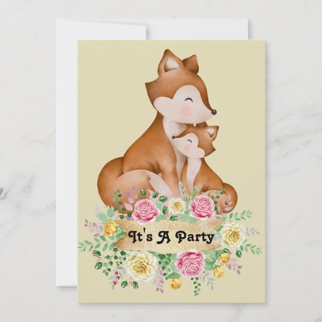 Invitation de l'Anniversaire de enfant Little Fox (Devant)