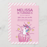 Invitation de l'Anniversaire de enfant rose de Cup