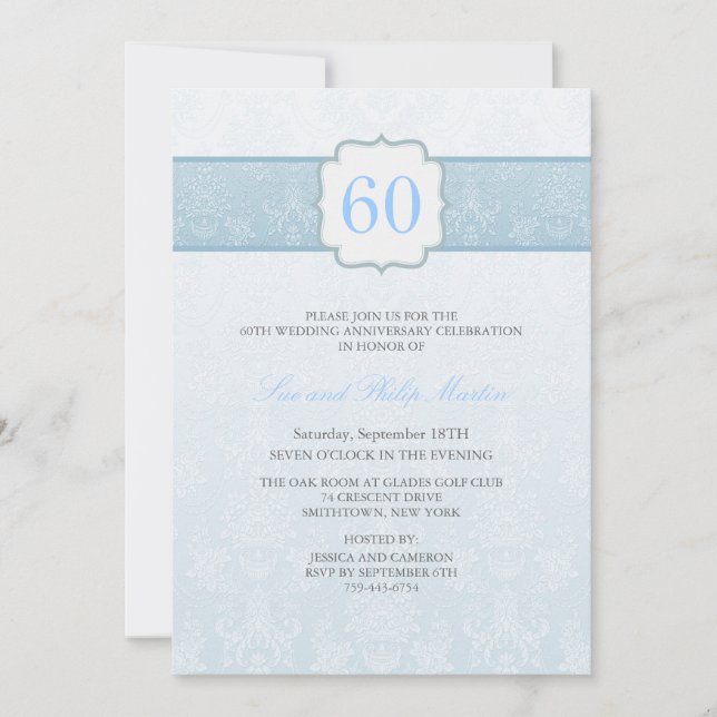 Invitation de l'anniversaire de Floral bleu Mariag (Devant)