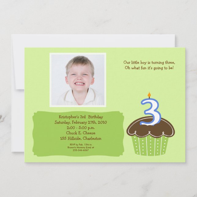 INVITATION DE L'ANNIVERSAIRE DE LA PHOTO DE CUPCAK (Devant)