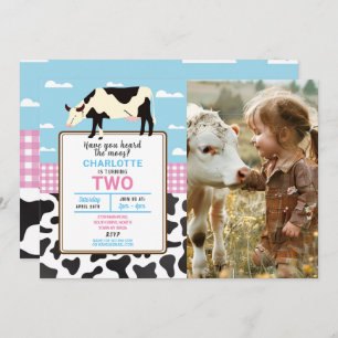 Invitation de l'anniversaire de la vache Deux 2e f