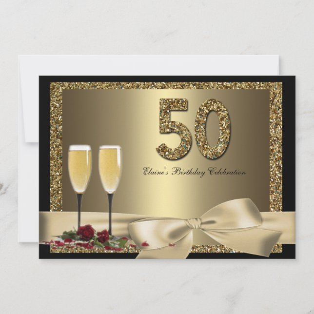 Invitation de l'anniversaire d'or de la femme (Devant)