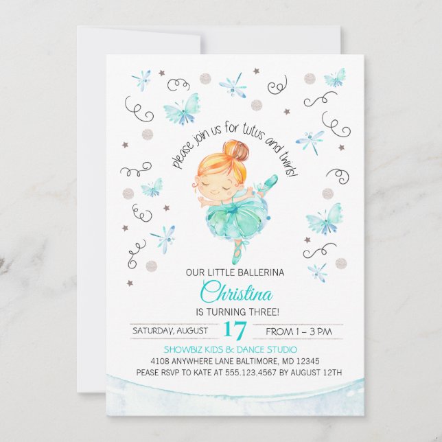 Invitation de l'anniversaire du tutu et de la (Devant)