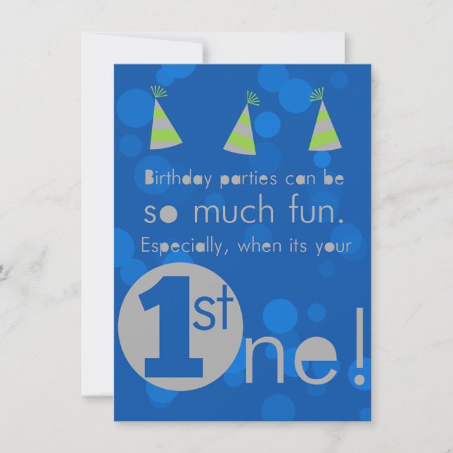 Invitation de l'anniversaire ęr du garçon bleu et (Devant)