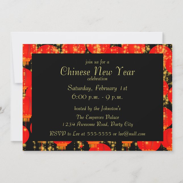 Invitation de lanternes chinoises (Dos)