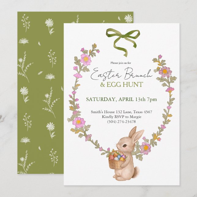 Invitation de lapin de fête de Pâques et chasse au (Devant / Derrière)
