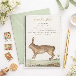 Invitation de lapin de Pâques vintage - Chasse aux