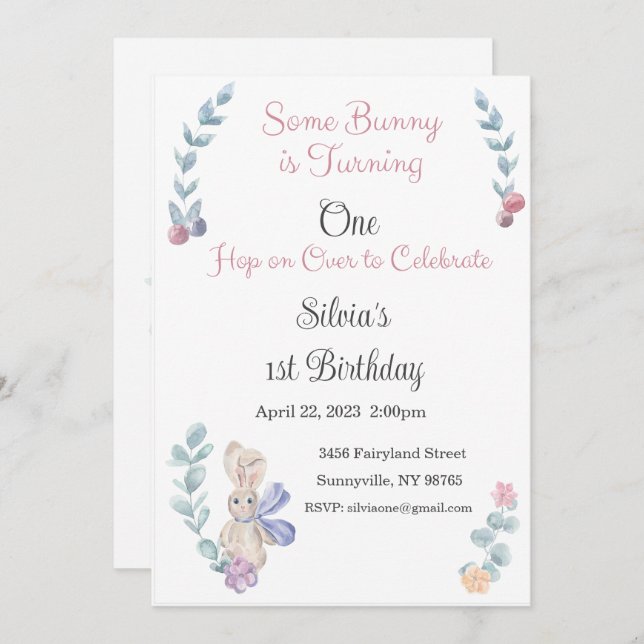 Invitation De Lapin, Un, Anniversaire, Deux, Du La (Devant / Derrière)