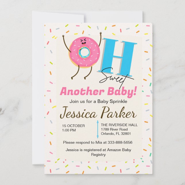 Invitation de l'aspersion de bébé | Carte Donut pe (Devant)