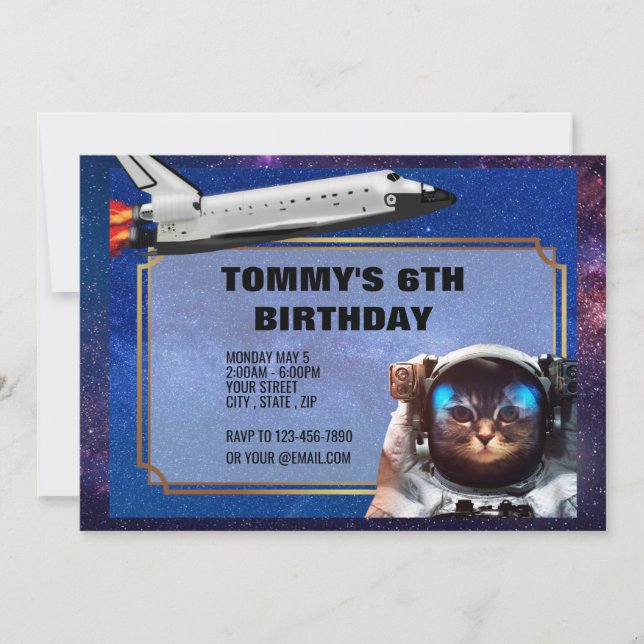 Invitation de l'astronaute Cat Space (Devant)