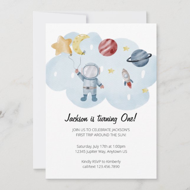 Invitation de l'astronaute pour la fête d'annivers (Devant)