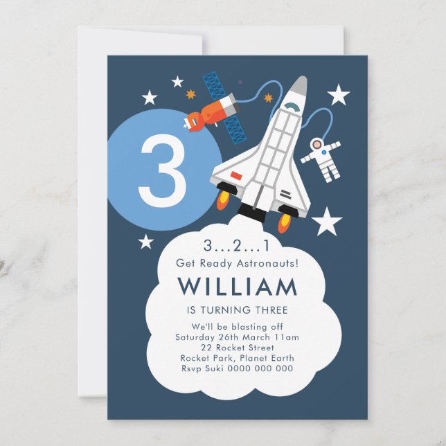 Invitation de l'astronaute Rocket Space Shuttle (Devant)
