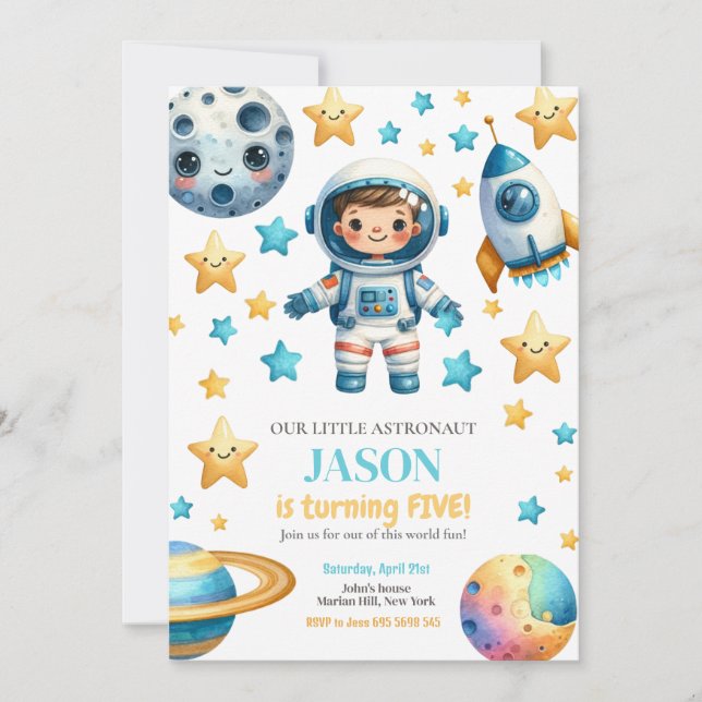 Invitation de l'astronaute Space Anniversaire de e (Devant)