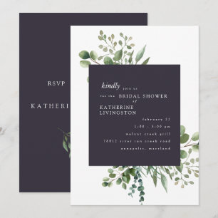 Invitation de l'aubergine et du feuillage blanc