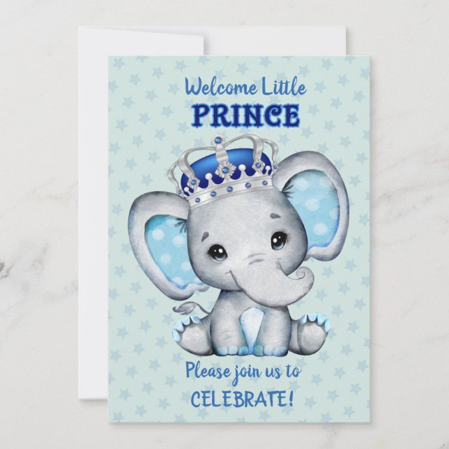 Invitation de l'Baby shower du prince Eléphant (Devant)