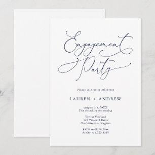 Invitation de l'Elegant Navy Blue Engagement Party