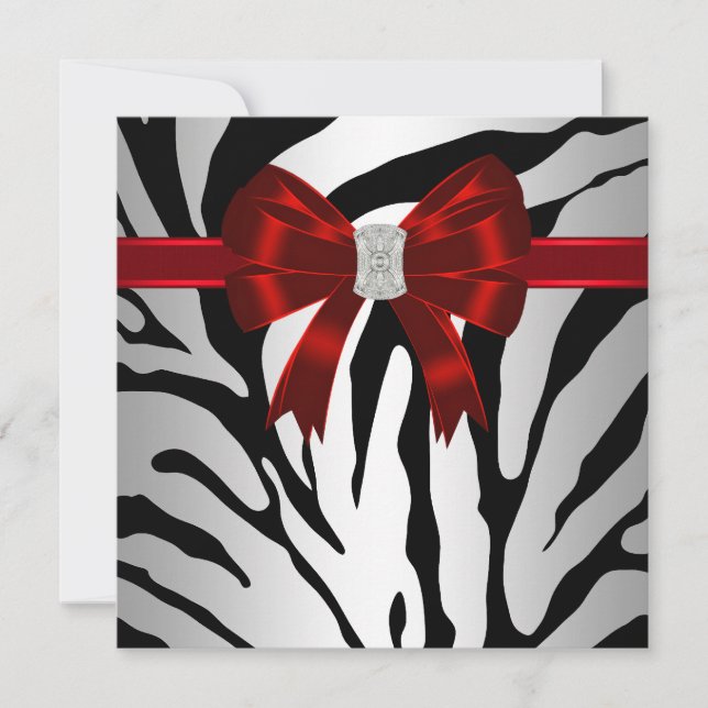 Invitation de l'élégante Red Zebra Party (Devant)