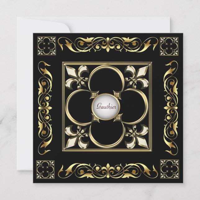 Invitation de l'empereur Fleur De Lis Black Regenc (Devant)