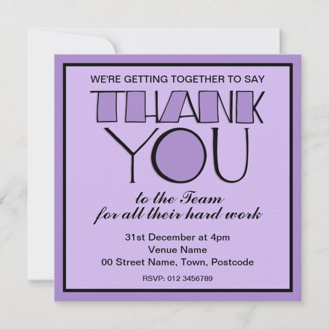 Invitation de l'équipe de Merci violet de Merci (Devant)