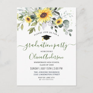 Invitation de l'Eucalyptus Sunflower Graduation Pa