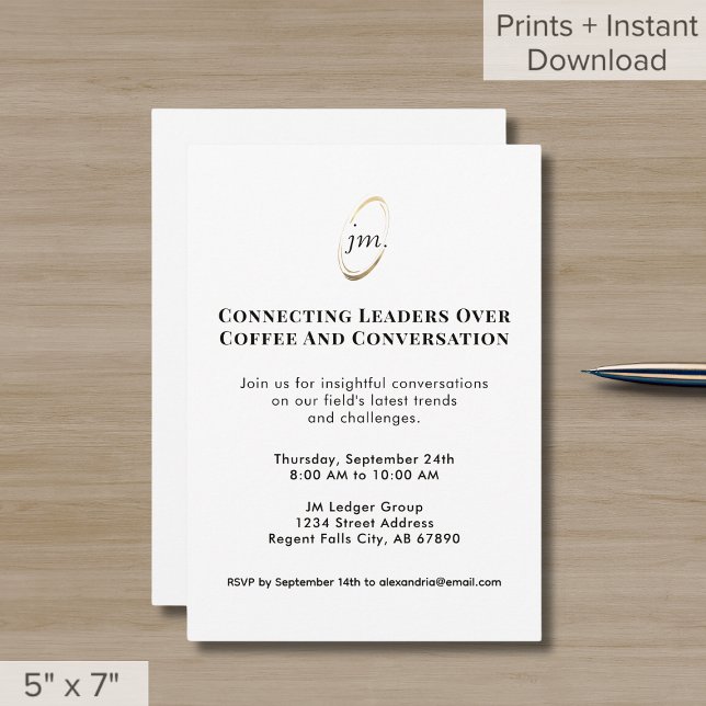 Invitation de l'événement de réseautage Monogramme (Créateur téléchargé)