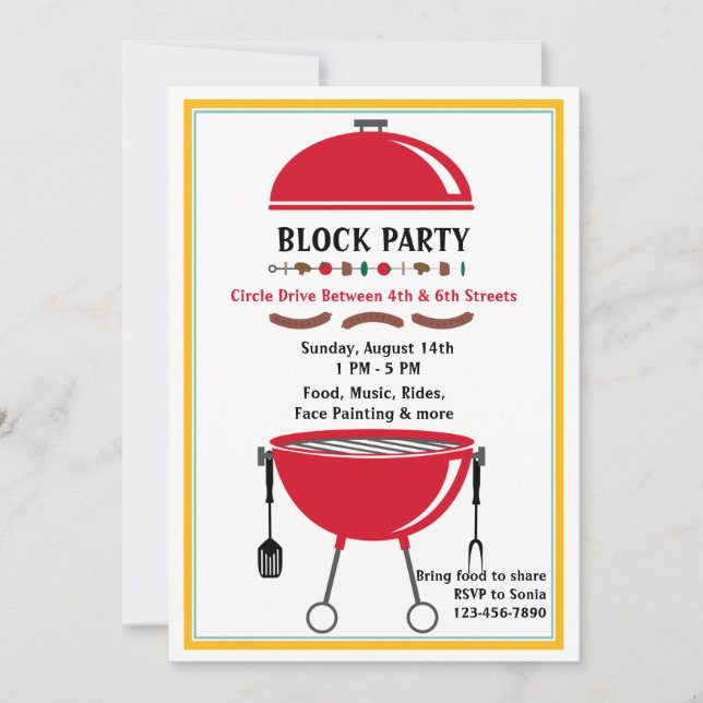 Invitation de l'heure barbecue (Devant)