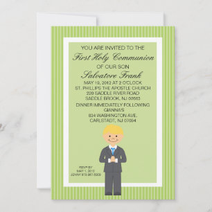 Invitation de Lime Green Cute First Communion Boy