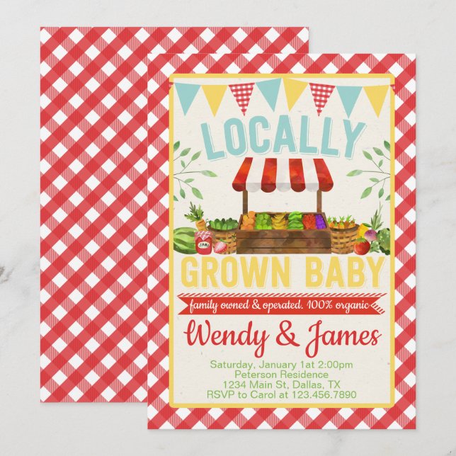 Invitation de l'invitation au Baby shower des agri (Devant / Derrière)
